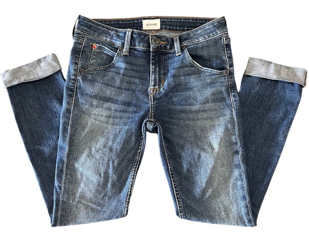 Hudson Womens Bacara Straight Crop Cuffed Jeans Medium Wash Size 25